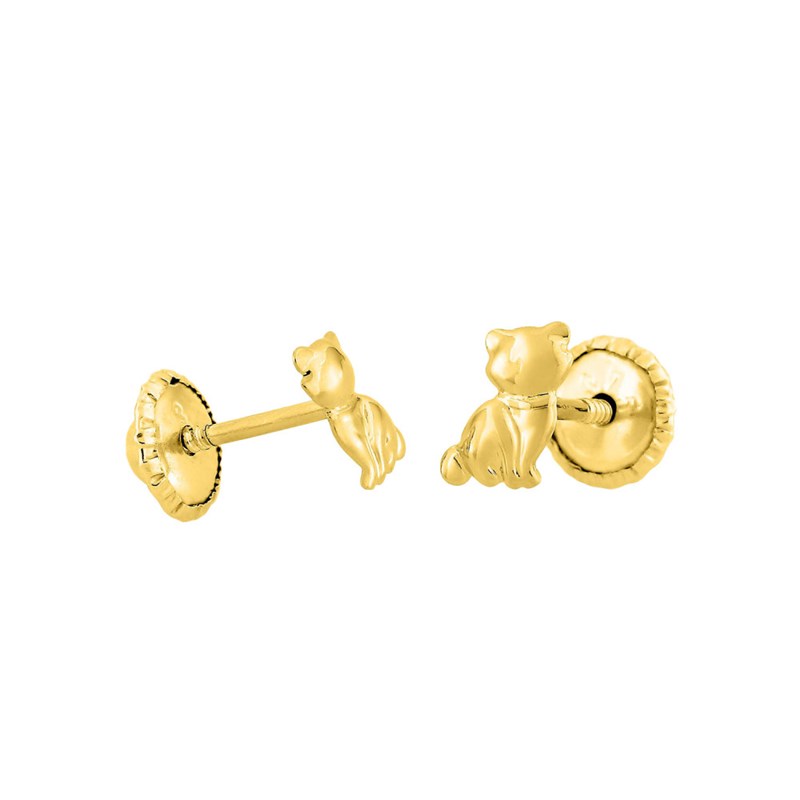 Boucles d'oreilles enfant - Or 9 Carats - Chat
