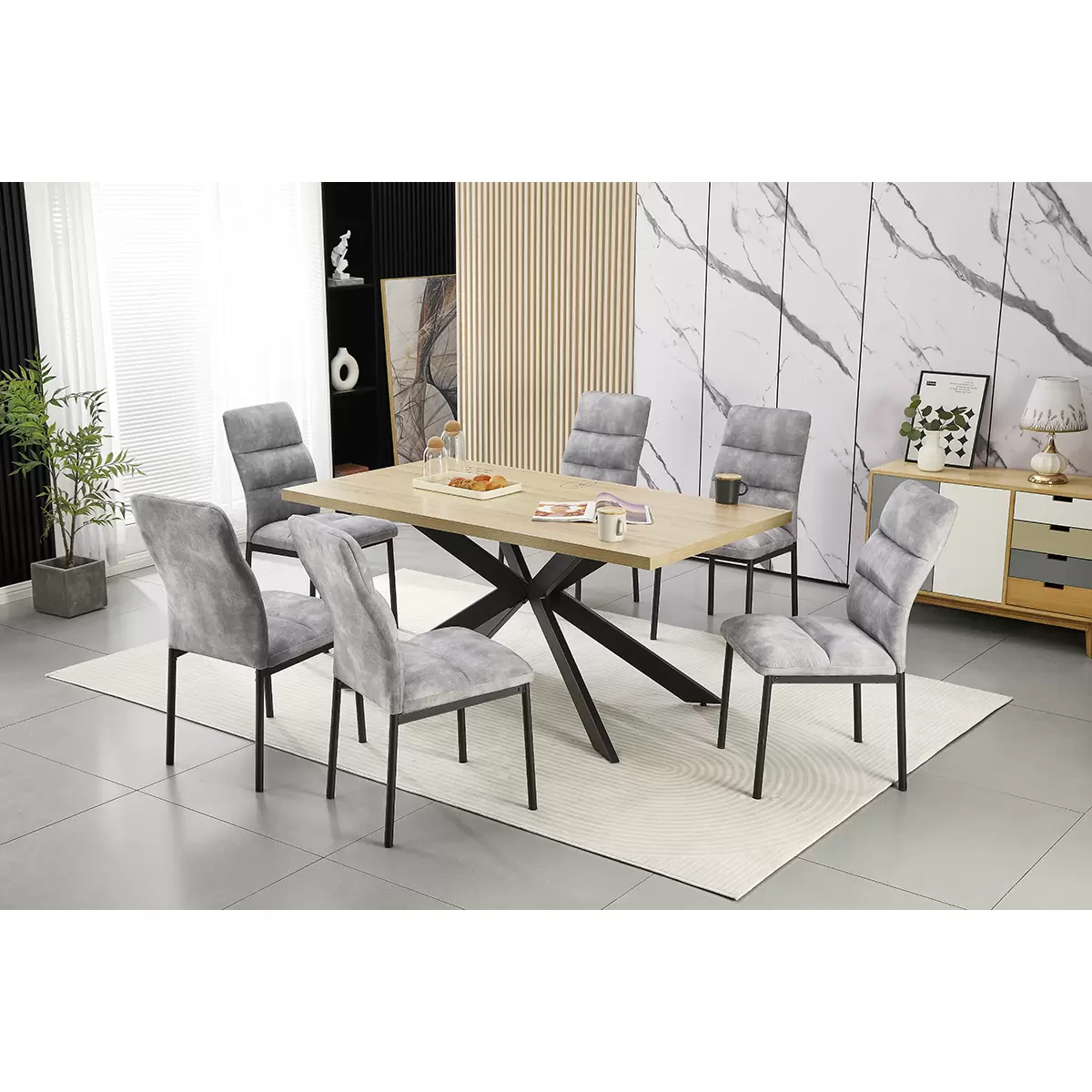 Tischgruppe Sydney Artisan Eiche,grau,schwarz