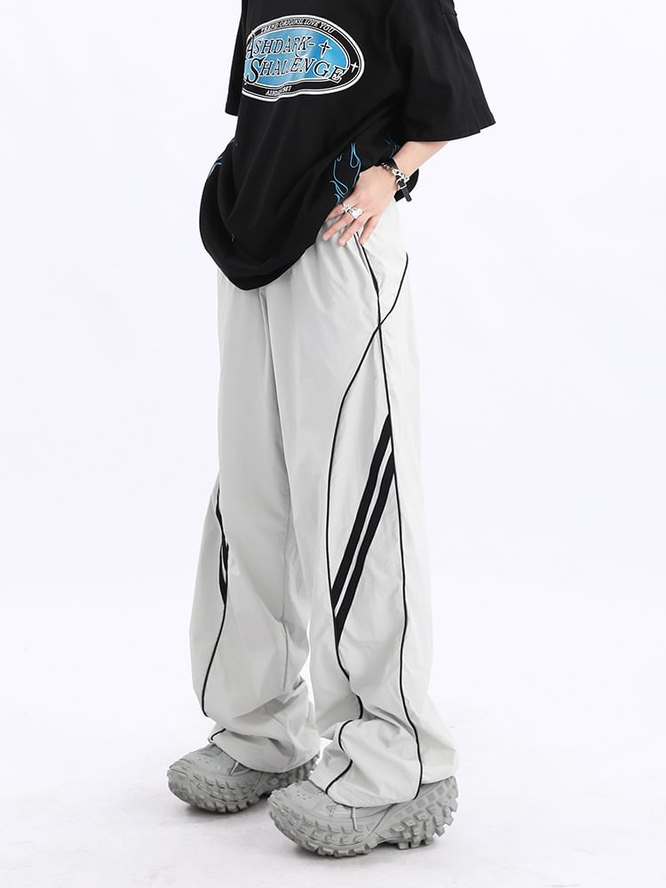 Rosesand - Lage taille gestreepte losse wijde joggingbroek