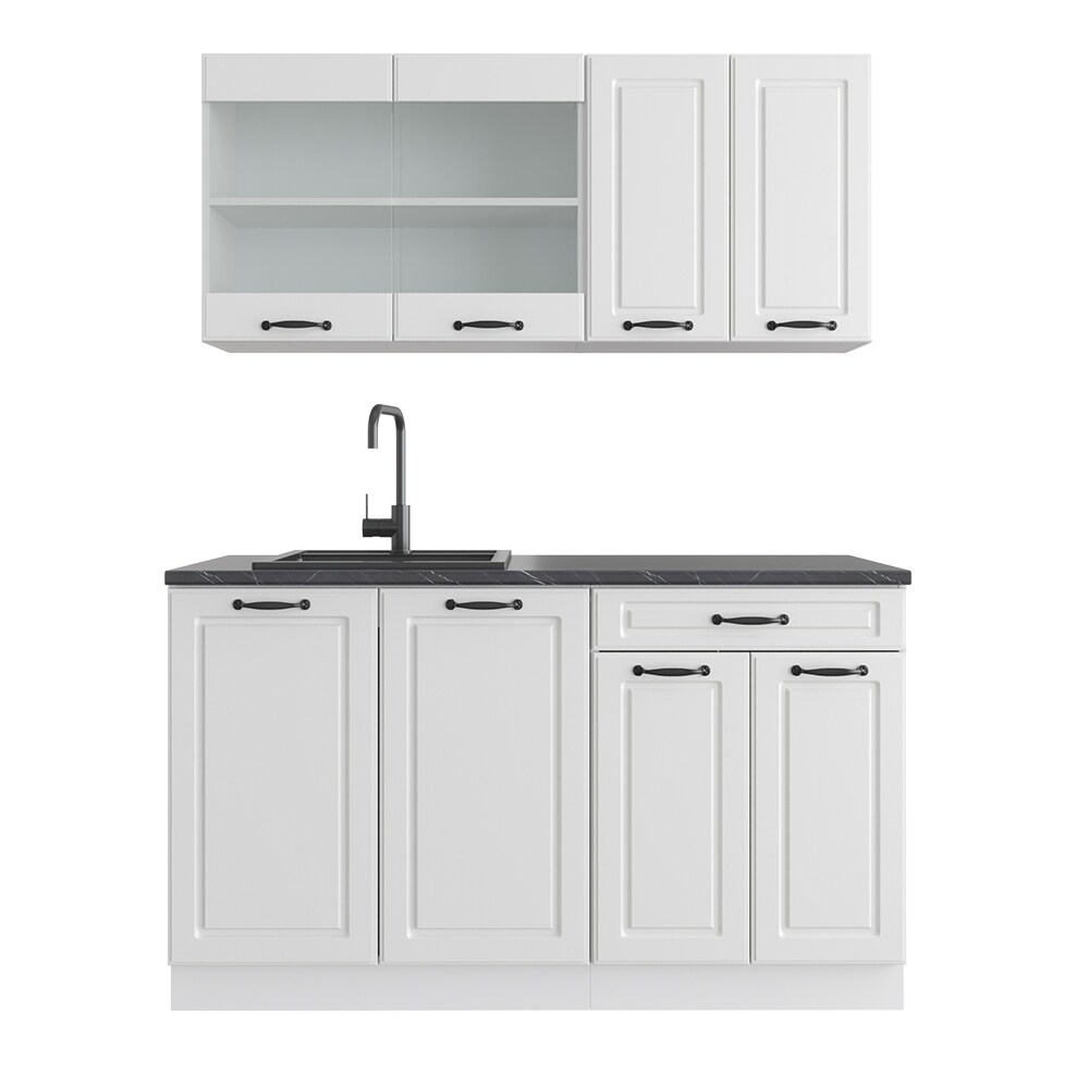 Vicco Küchenzeile Küchenblock Einbauküche R-Line Single Landhaus Weiß