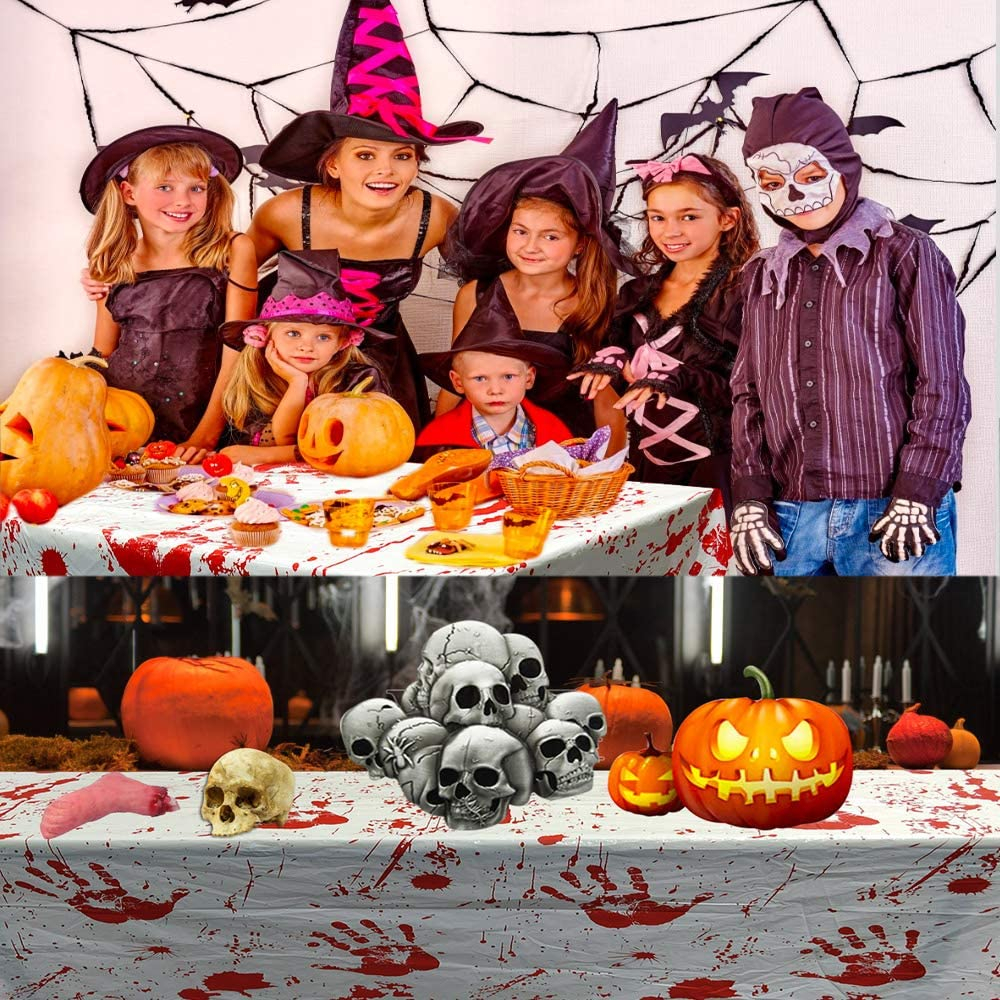 (170-tlg. Set) Einweg Geschirr Halloween Party Tisch Deko   Girlande - Blutige Hände