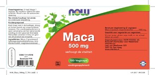 NOW Maca 500mg Capsules 100CP