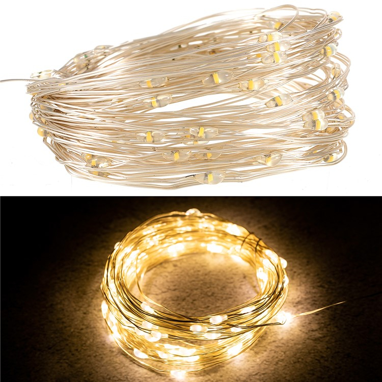 (10m) 100 LED's Deko Draht Lichterkette Beleuchtung (6V) - Warmweiss