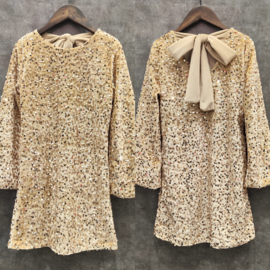 Beige/gold paillet & bow dress