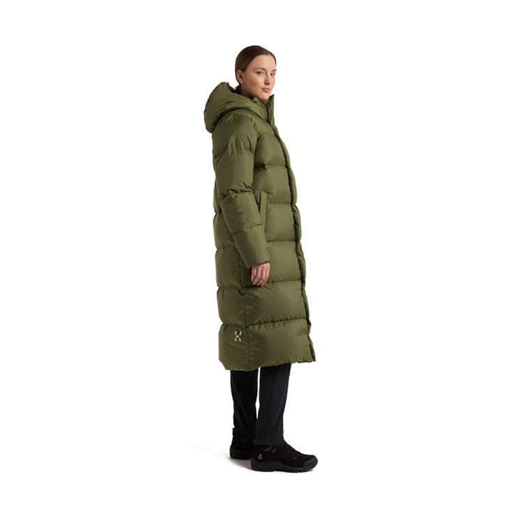 Haglöfs Long Down Parka Women Olive Green