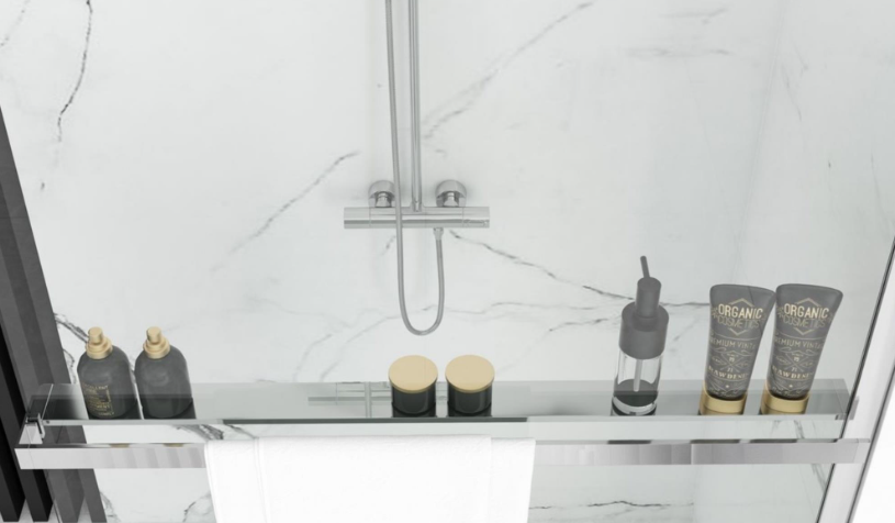 Sanigoods Obby inkortbaar handdoekrek/planchet voor douchewand 120cm chroom