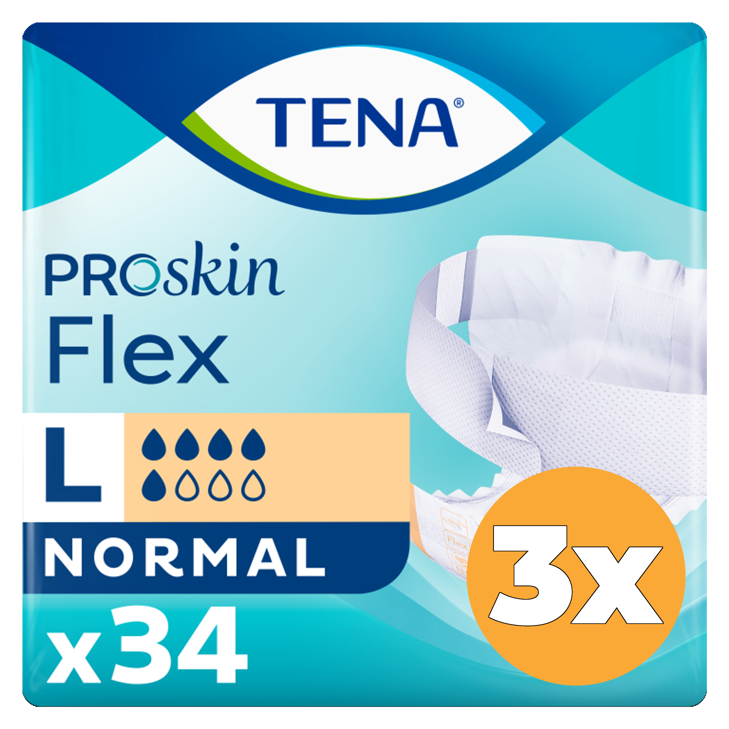 3x Tena Flex normal maat L (34 stuks)