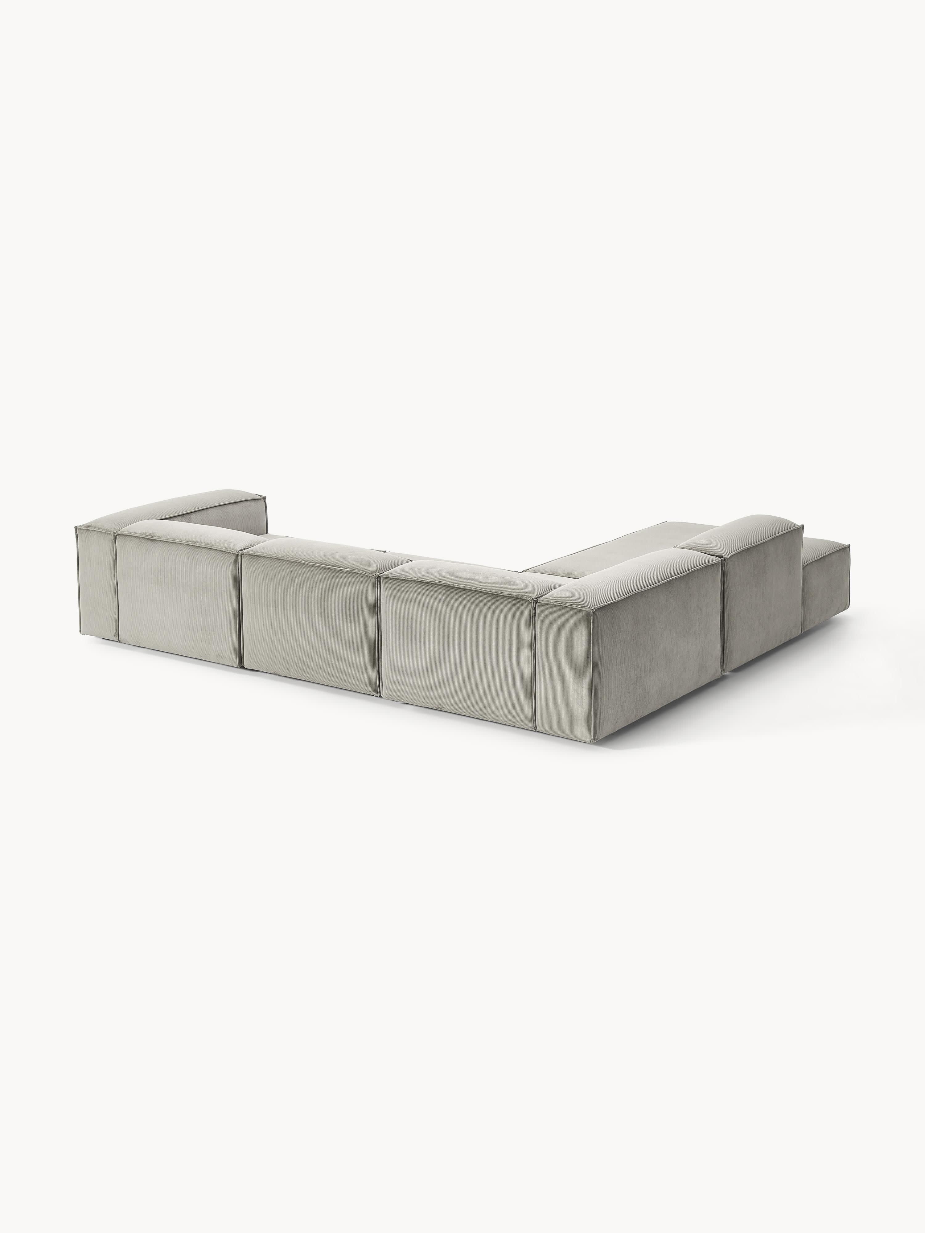 XL modulaire hoekbank van ribfluweel Lennon (4-zits)