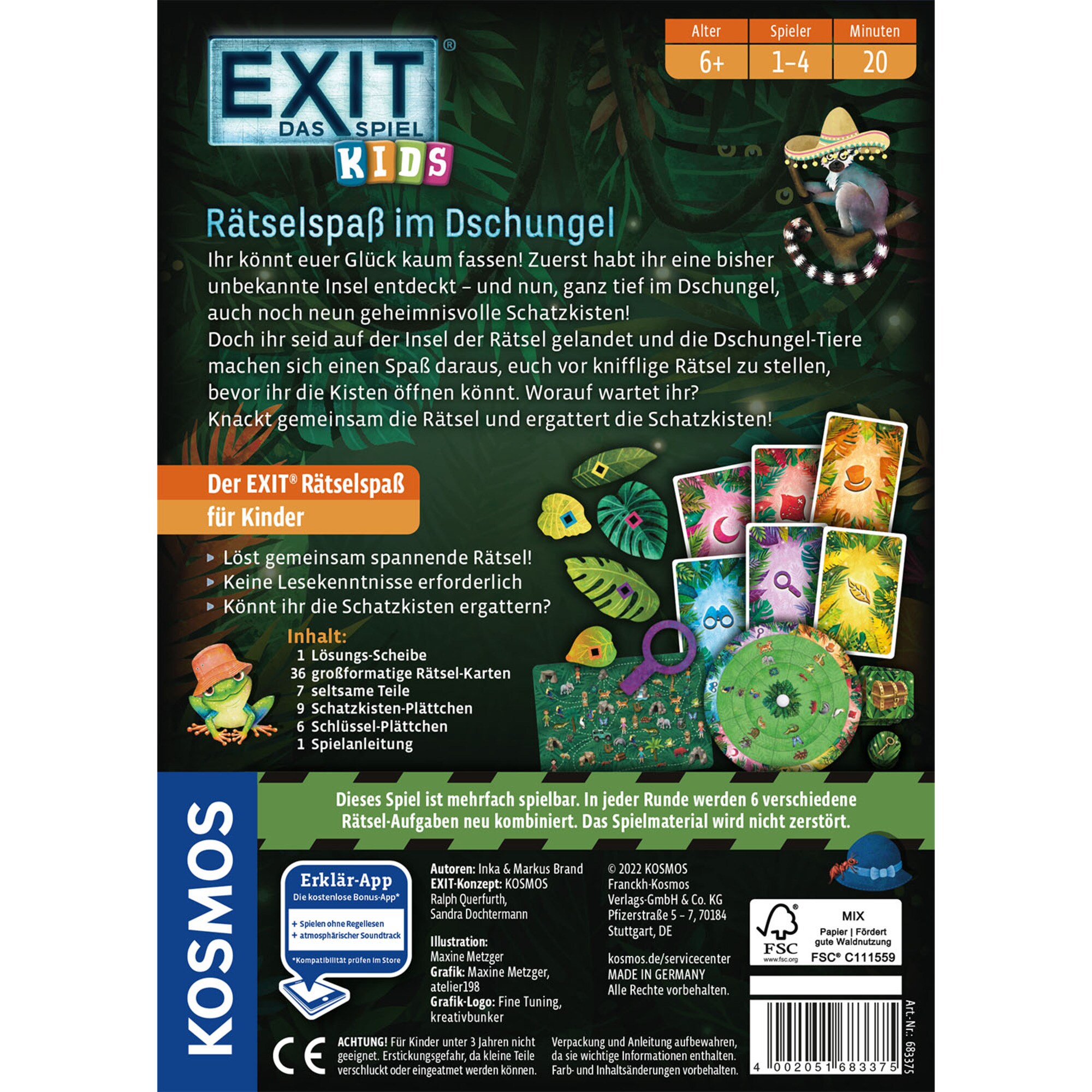 Kosmos Partyspiel EXIT - Das Spiel Kids: Rätselspaß im Dschungel