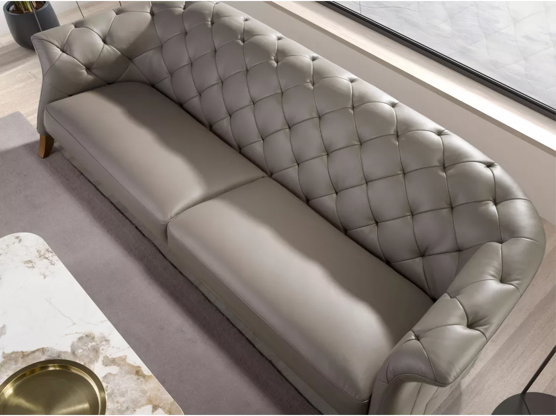 Canapé Chester 3 places cuir gris 6188 ANGEL CERDA