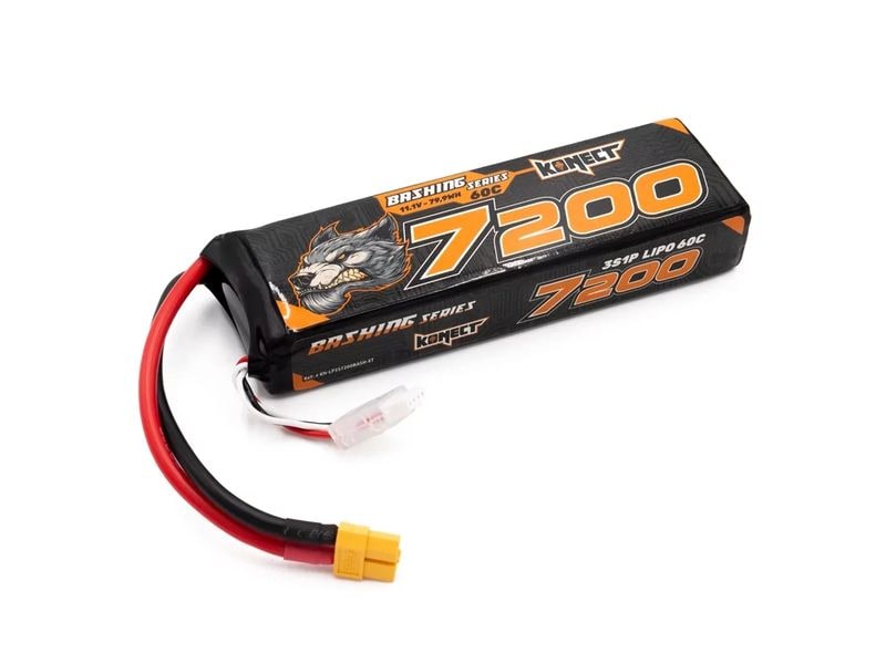 Konect RC-Akku LiPo 7200 mAh 11.1 V 60C Bashing Series 3S LiPo Akku für RC Fahrzeuge mit XT60 Stecker