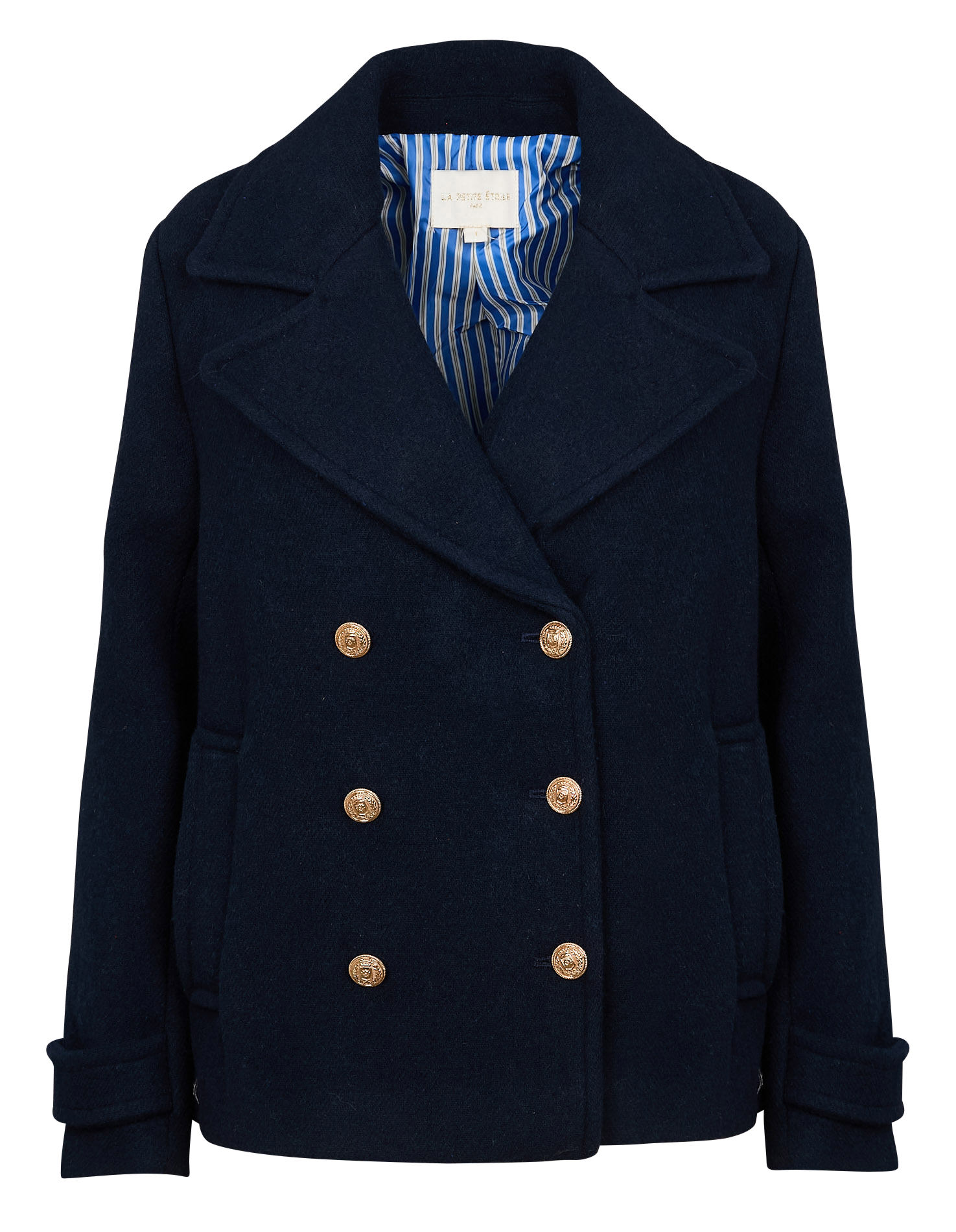 NATALIA - Caban droit col à revers | Bleu