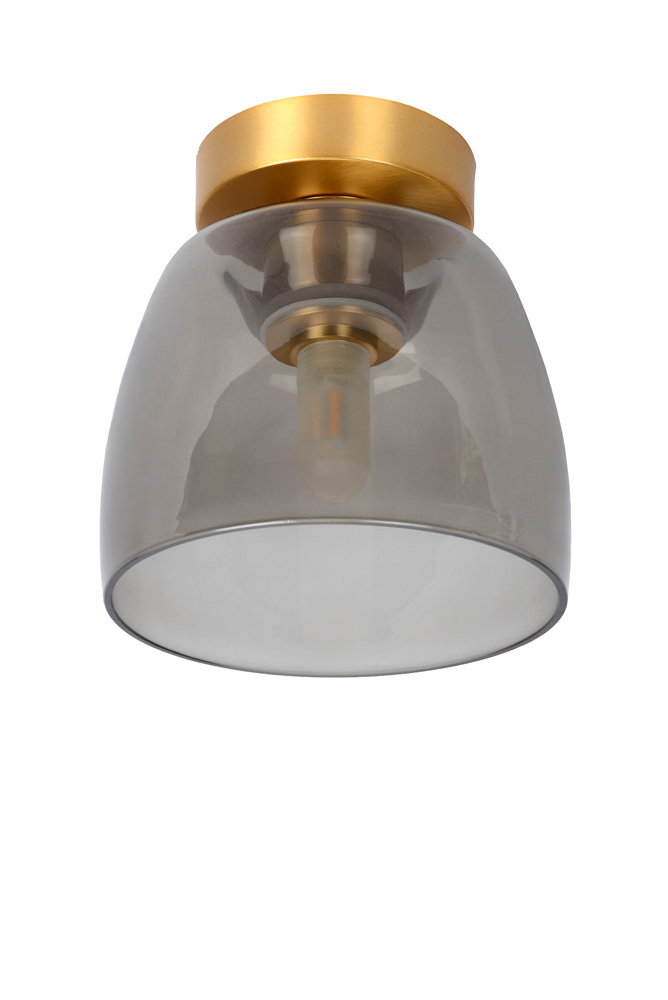 Lucide Tyler plafondlamp 33W smoke glas goud