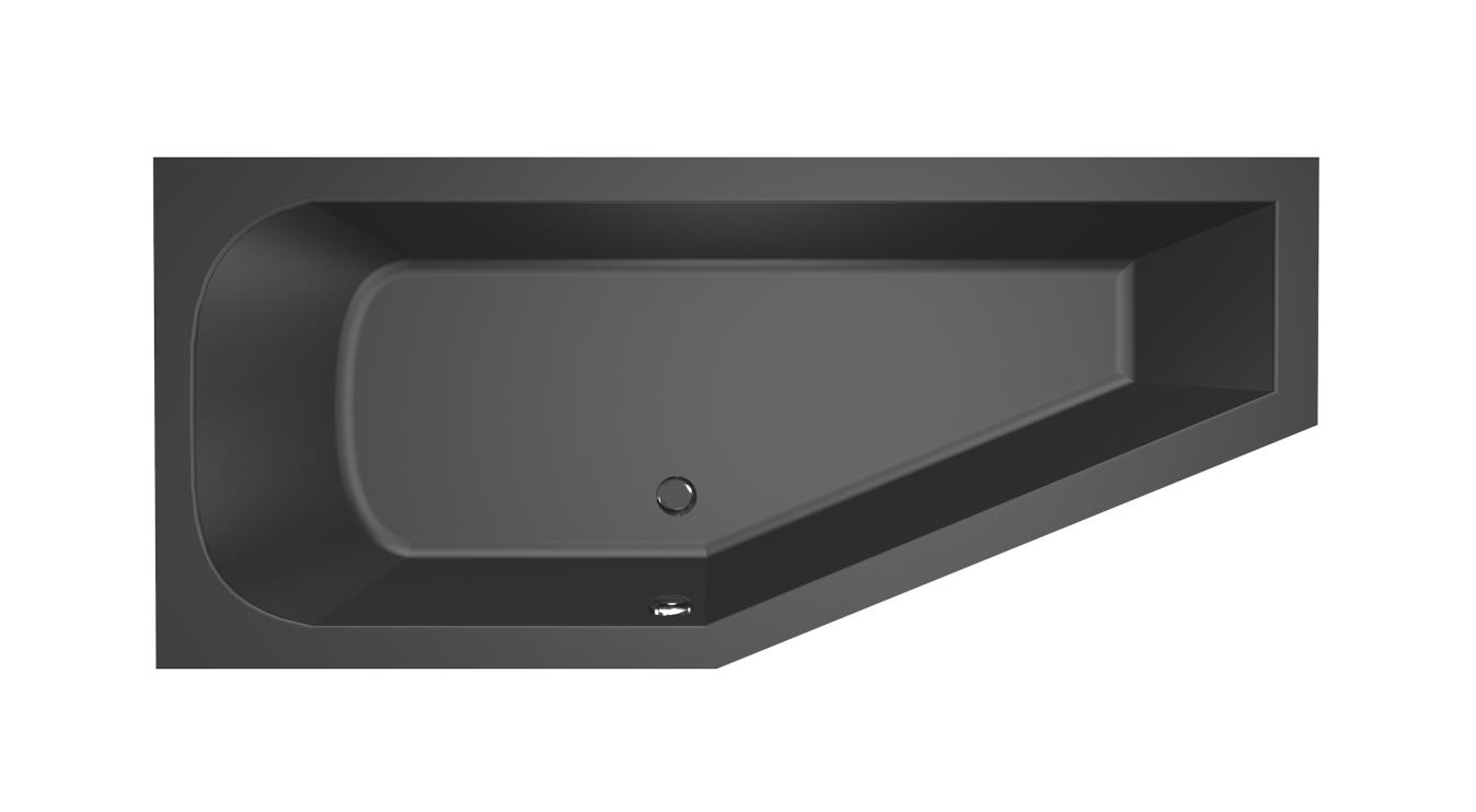 Xenz Lagoon Compact badkuip links 160x75x40cm ebony mat zwart