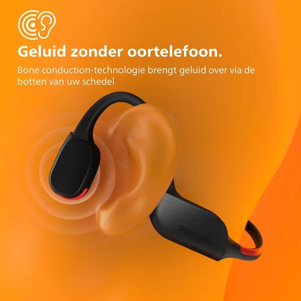 Philips GO Sports Open Ear Koptelefoon met LED Zwart/Rood