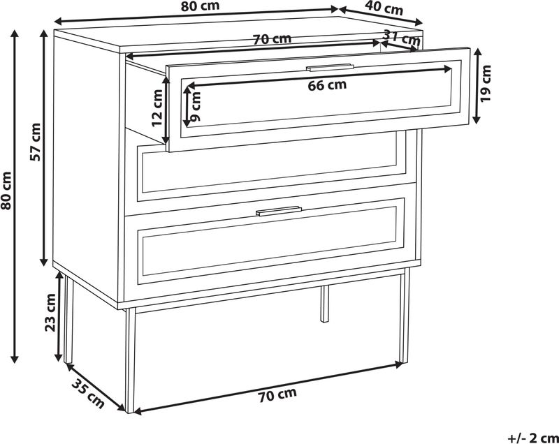 BELIANI PASCO - Dressoir - Lichte Houtkleur - 3-lades - Rotan