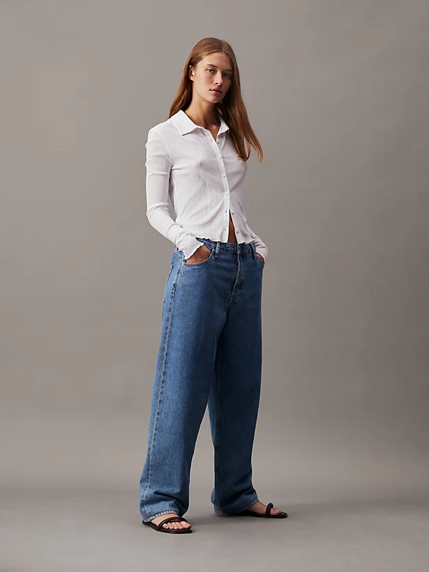 Camisa justa canelada transparente