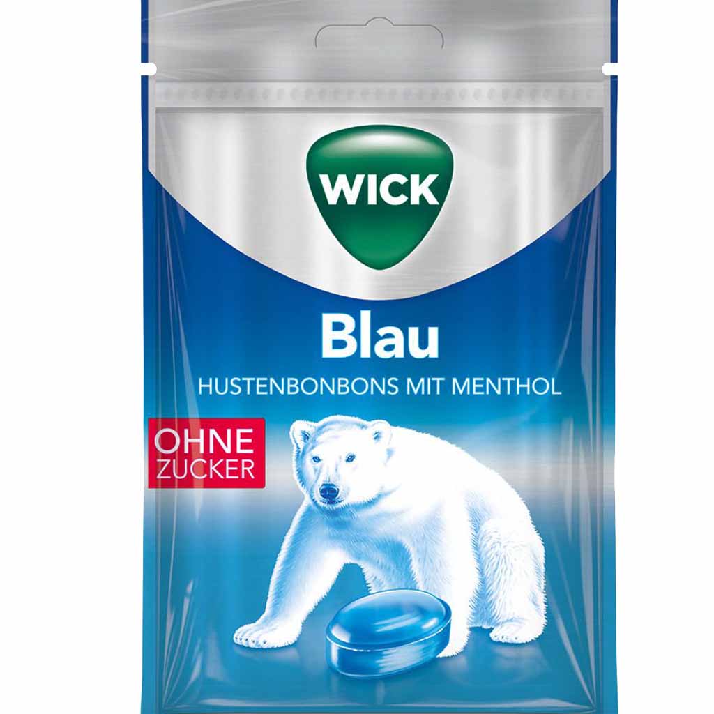 Wick Blau Hustenbonbons mit Menthol zuckerfrei 72g MHD:30.6.27