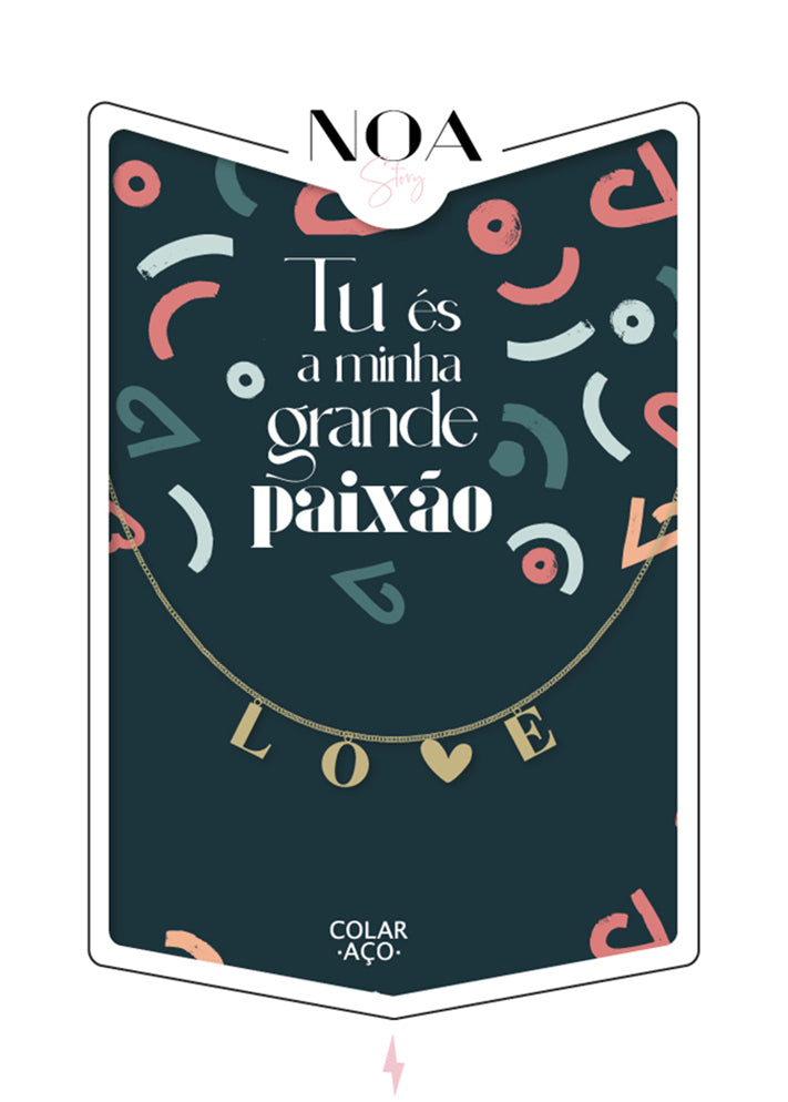 Colar Aço Dourado - Love