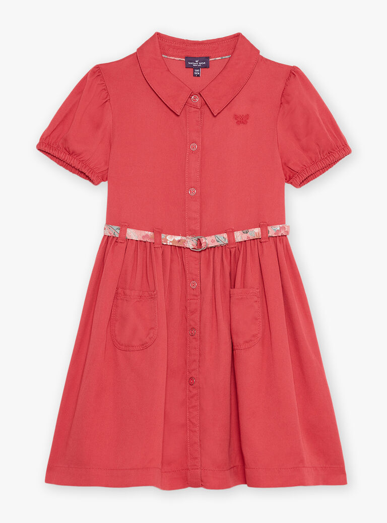 Robe chemise rouge ceinturée