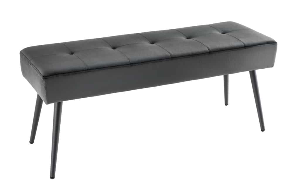 Design Sitzbank BOUTIQUE 100cm dunkelgrau Samt schwarze Metallbeine