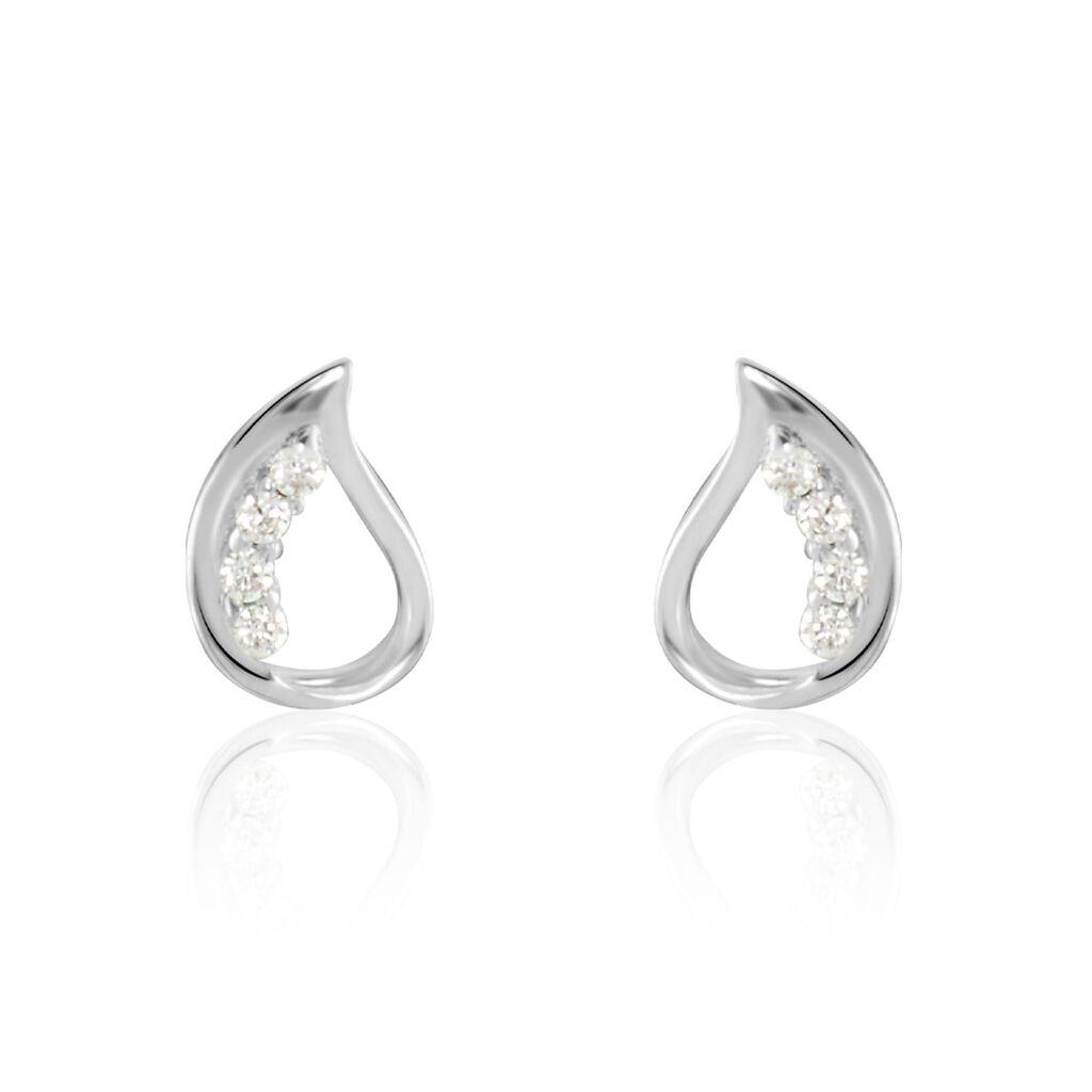 Boucles D'oreilles Puces Argent Blanc Sylvan Oxydes De Zirconium