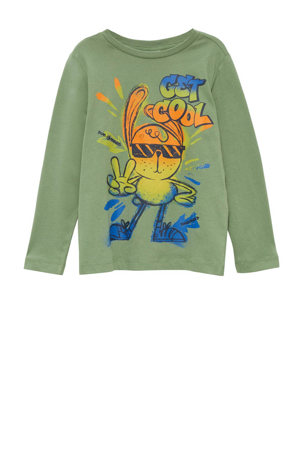 s.Oliver longsleeve met printopdruk groen