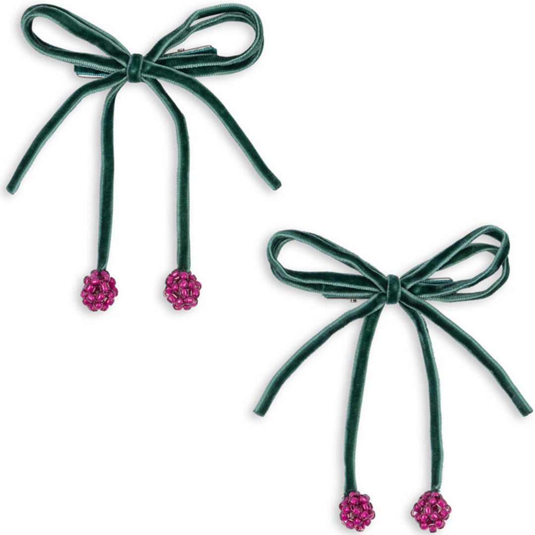 konges sløjd haarclips cherry bow - smoke pine - 2st