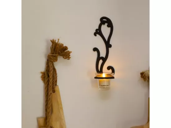 Bougeoir mural en fonte marron 25 x 10 cm