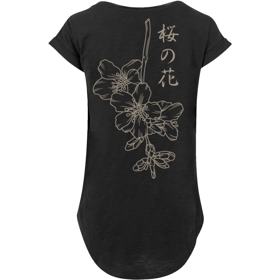 F4NT4STIC Long Cut T-Shirt Japan Flower schwarz