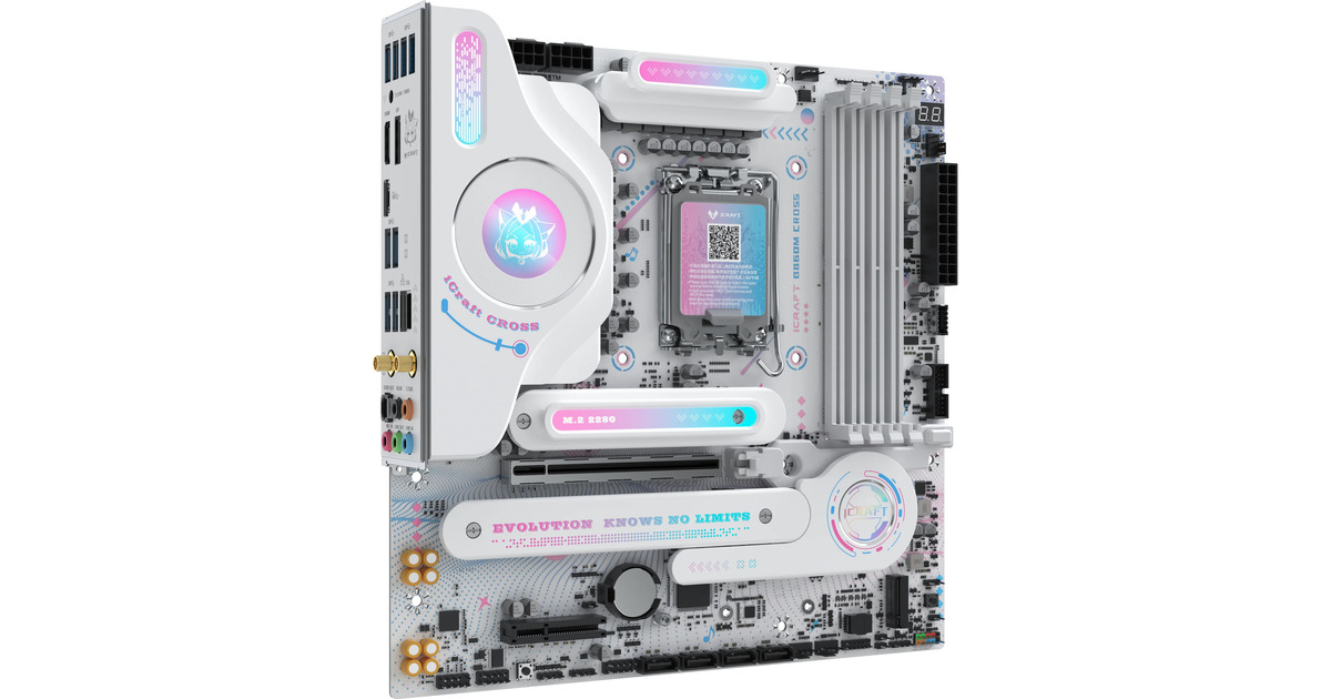 MAXSUNMS-iCraft B860M CROSS socket 1851 moederbord  (Wit, RAID, 5 Gb-LAN, WLAN, BT, Sound, µATX)