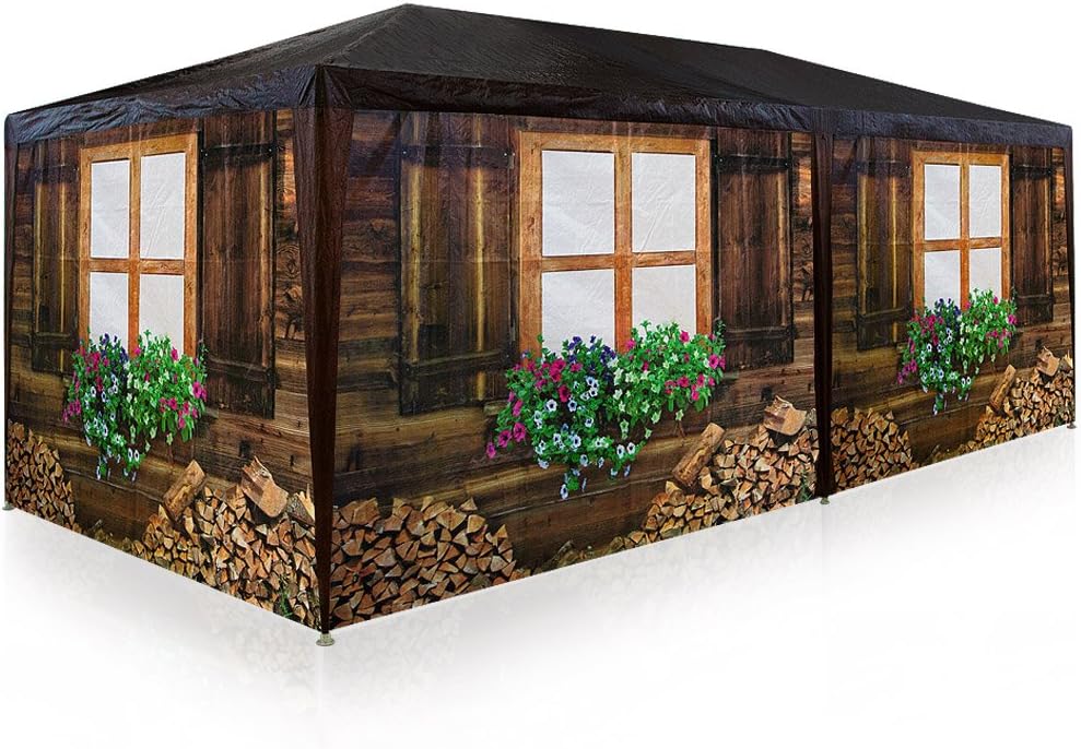 DEUBA® Bierzelt 3x6m Almhüttendesign 6 abnehmbare Seitenteile Apres-Ski Oktoberfest Partyzelt Festzelt Pavillon 18qm Zelt