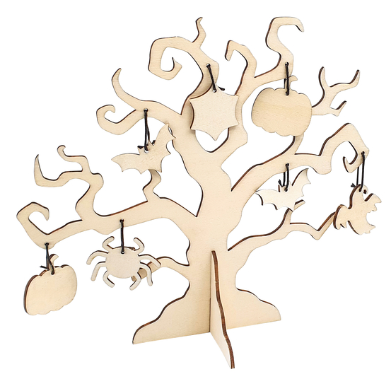 Arbre en bois effrayant d'Halloween L.22.5 cm H.20,8 cm