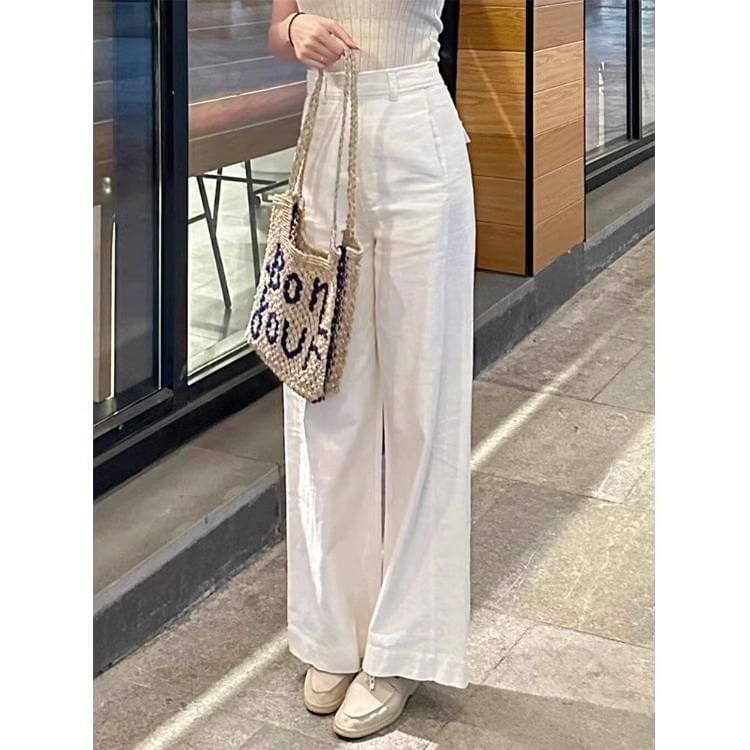 Shinsei - Hoge taille effen wijde broek