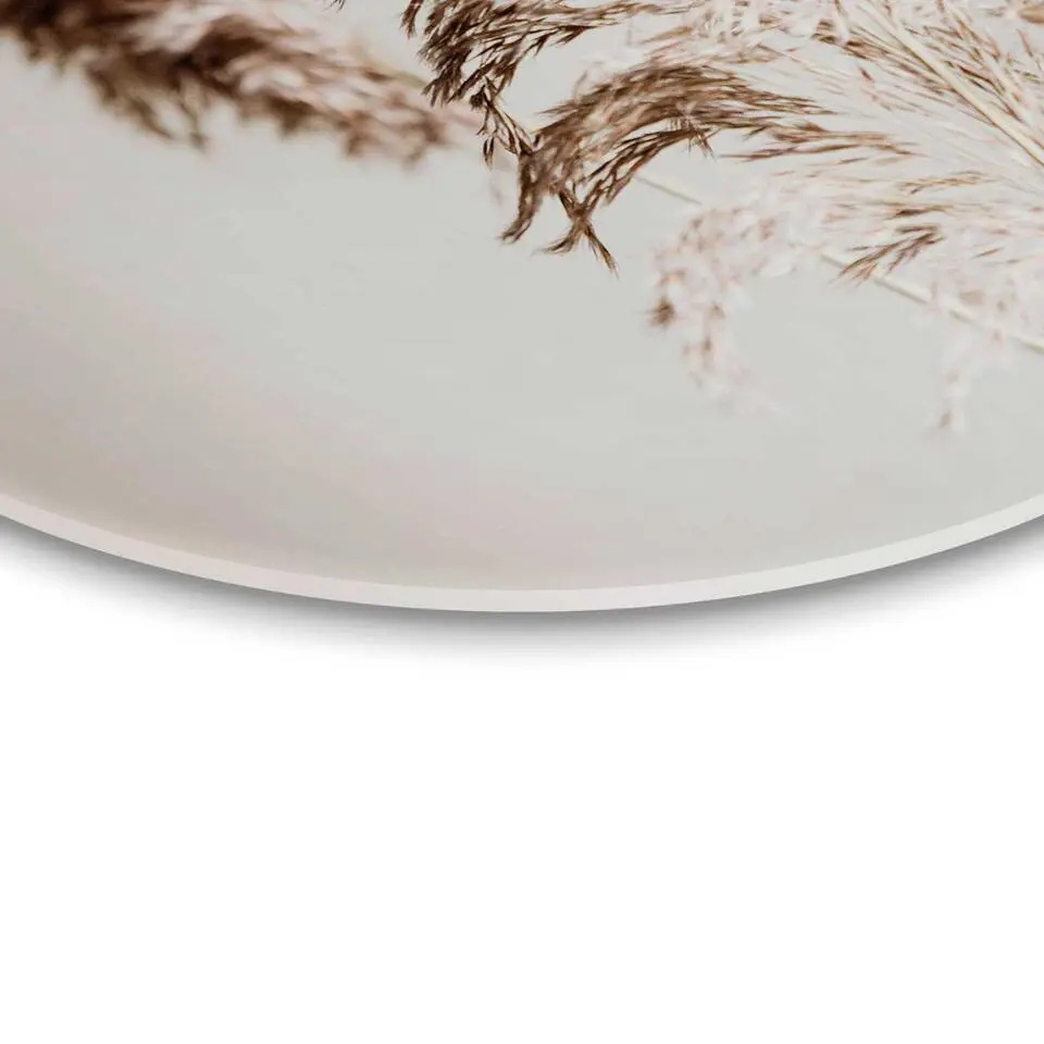 Glasschilderij Pampasgras - Ø 70cm - Beige