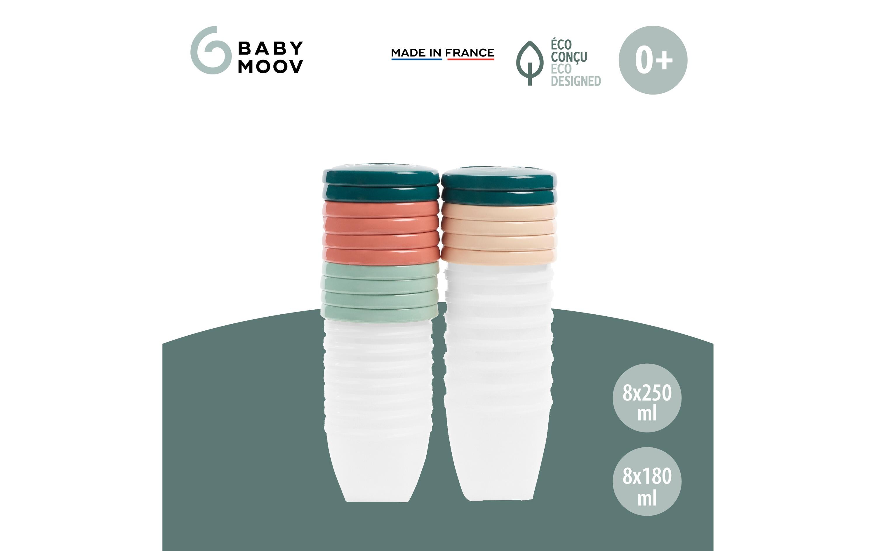 Nahrungsbehälter Babybols Bio 8 x 180 ml + 8 x 250 mlBiobasierte Behälter mit Messskala