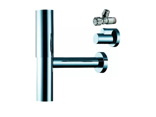 Siphon lavabo avec robinets d'arrêt HANSGROHE Flowstar nickel brossé