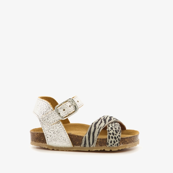 Groot leren meisjes sandalen zilver zebraprint