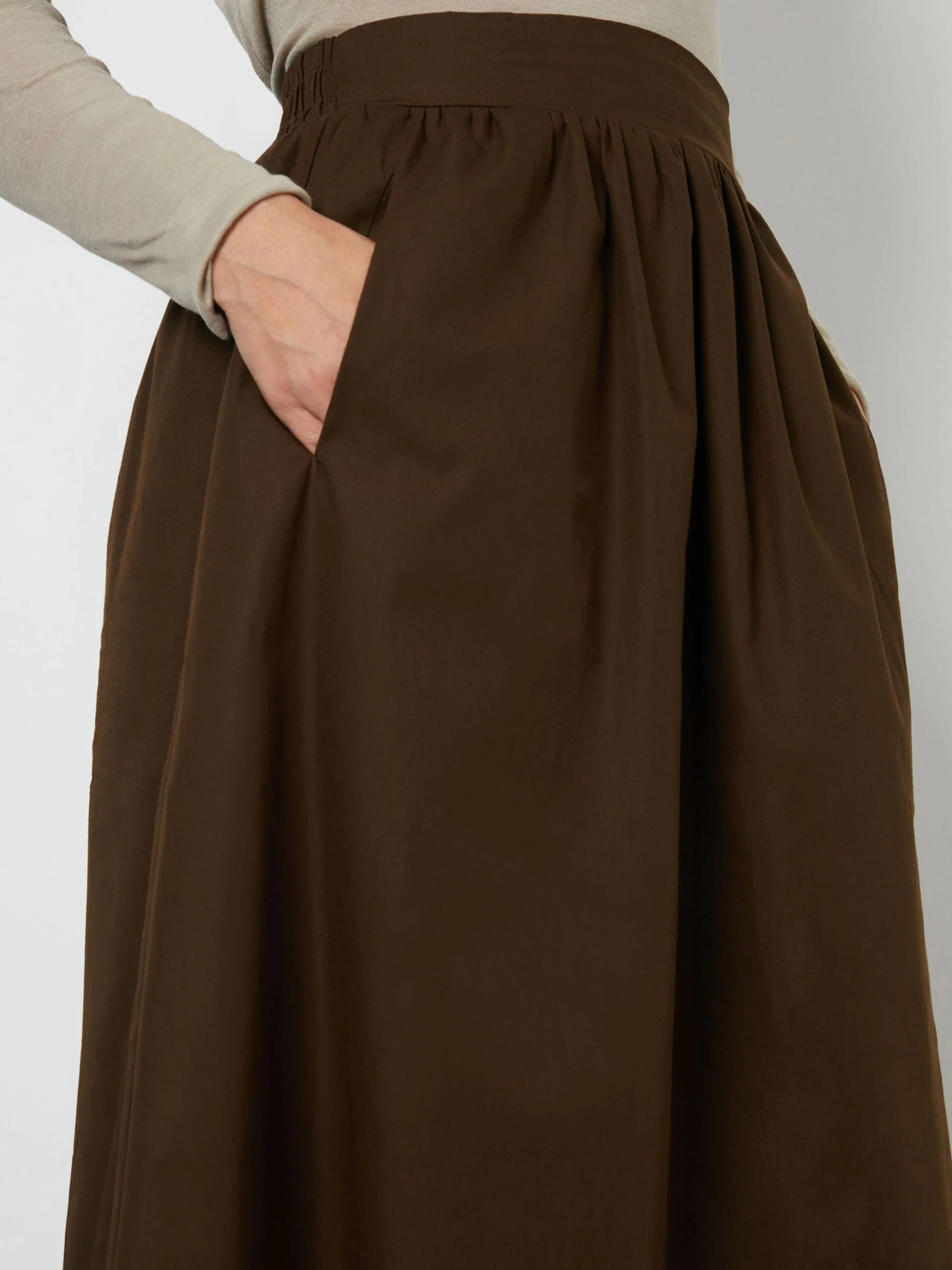 Chocoladebruin - Threadbare Midi rok met zakken