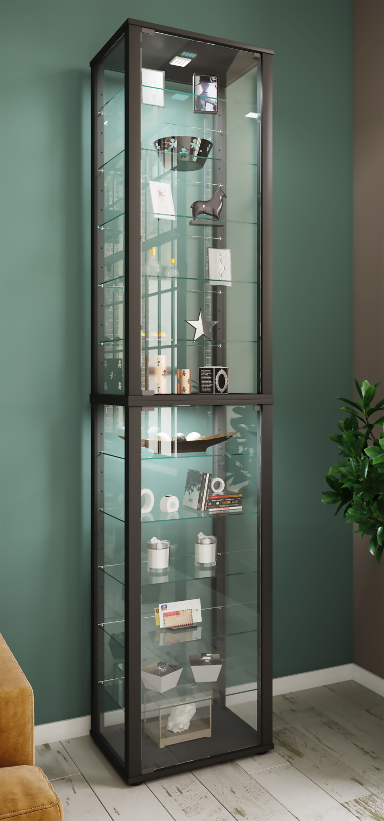 Vitrine KAVISA XXL - schwarz - 227 cm hoch