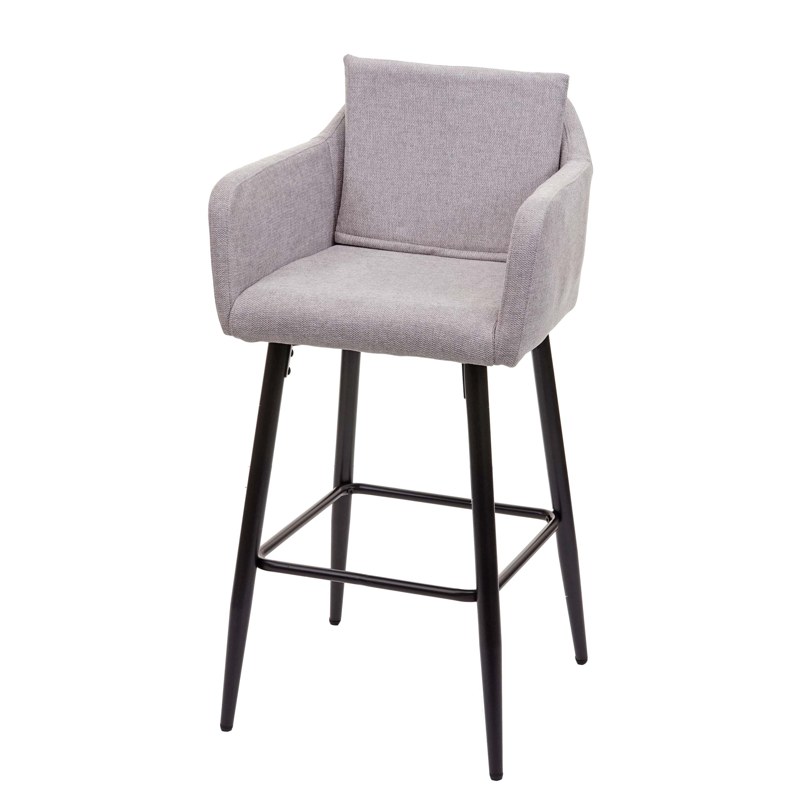 Barhocker MCW-H93, Barstuhl Tresenhocker, Fußablage Metall ~ Stoff/Textil hellgrau