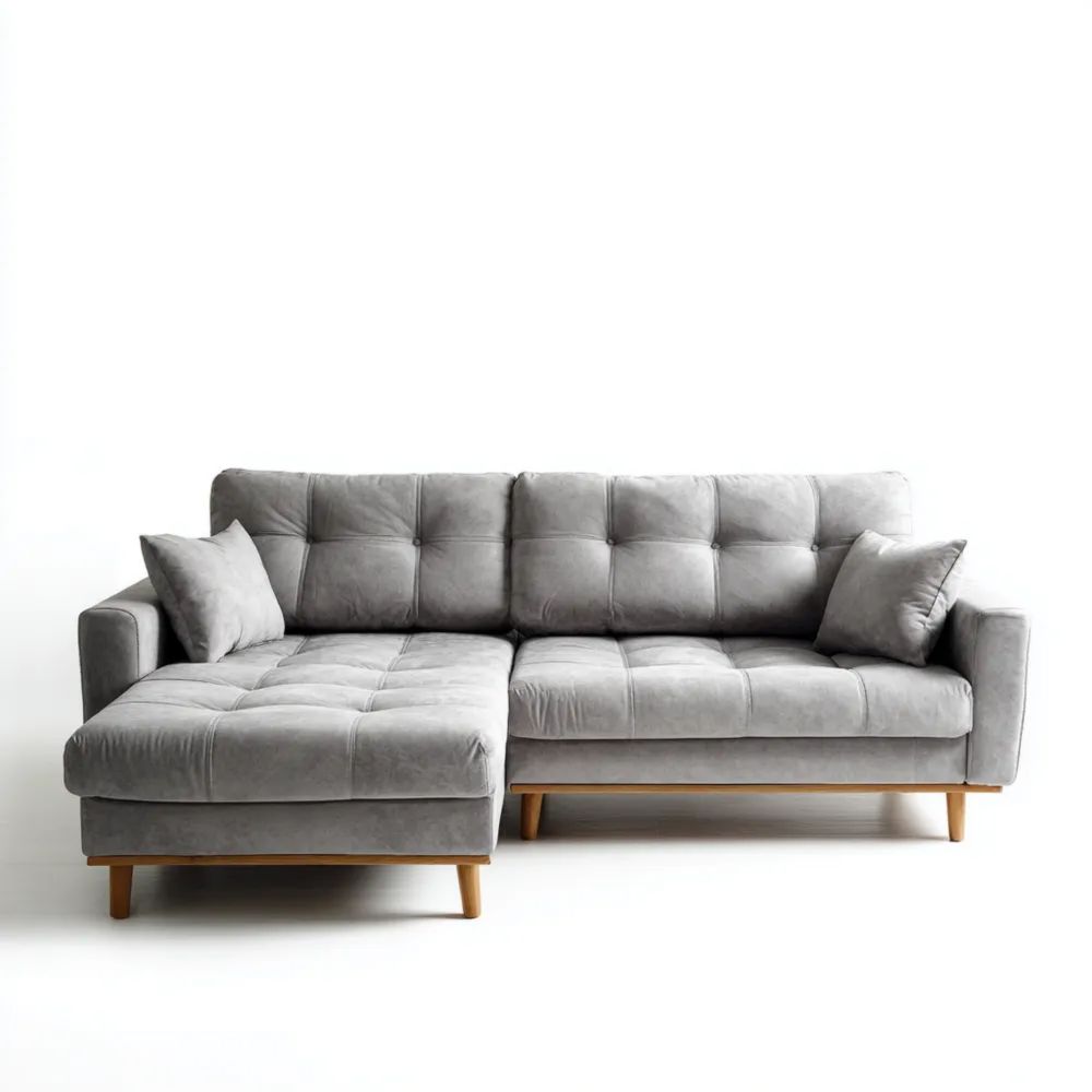 Modernes Ecksofa mit Stoffbezug 250x150x85 cm – Hellgrau – Elegantes Design