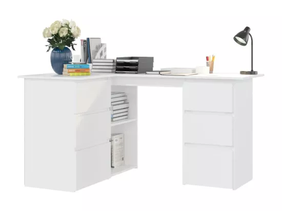 Bureau d'angle Blanc 145x100x76 cm Bois d'ingénierie