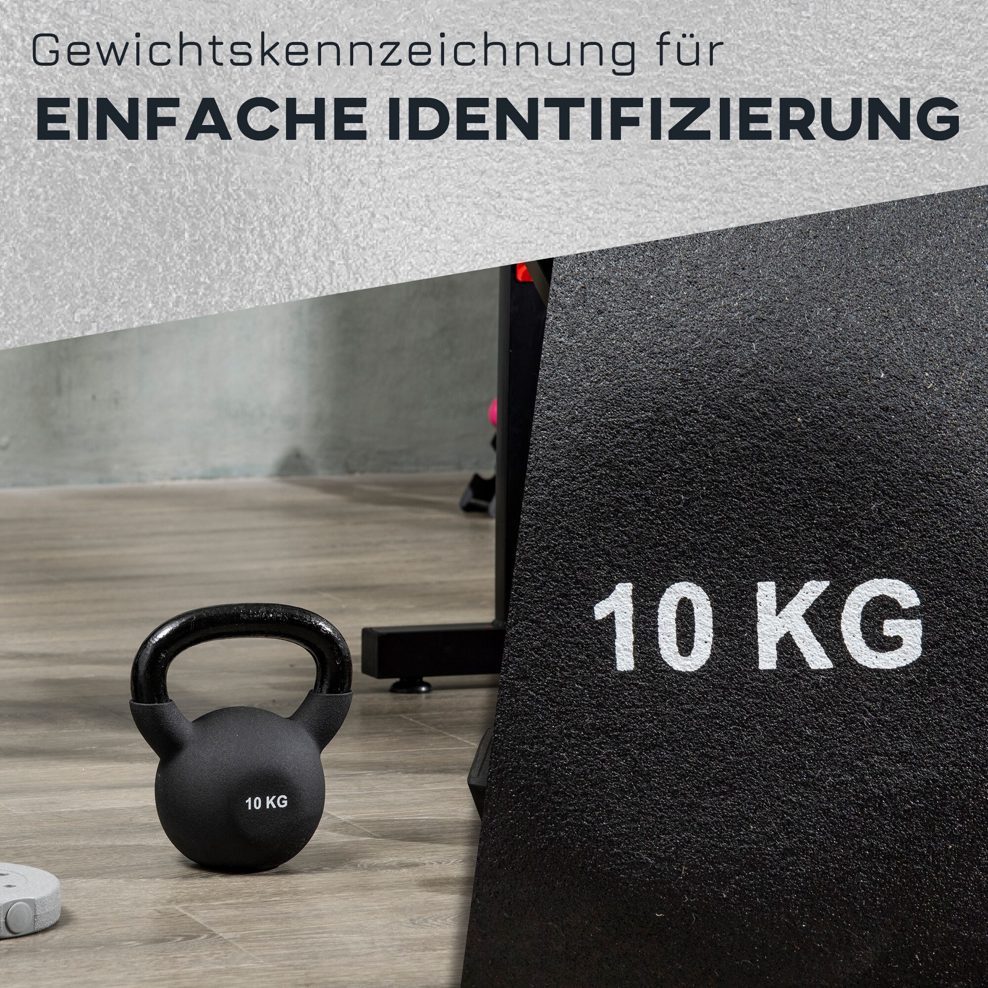 HOMCOM Kugelhantel mit Neoprenbeschichtung schwarz 19L x 12B x 22H cm