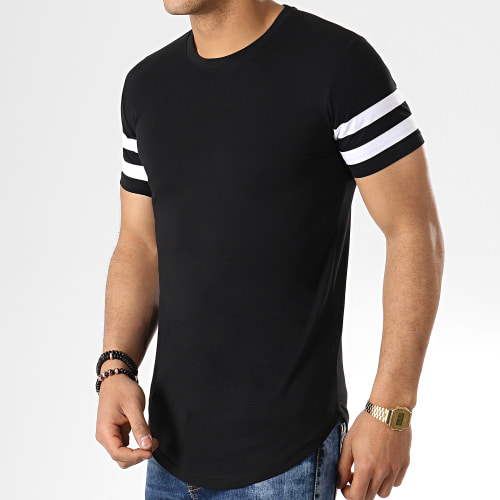 Lot de 2 Tee Shirts Oversize Avec Bandes 718 Noir Et Blanc