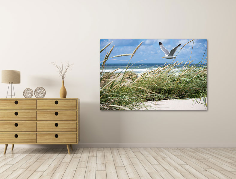 Canvas schilderijen Duinen, strand en zee 60 x 40 cm