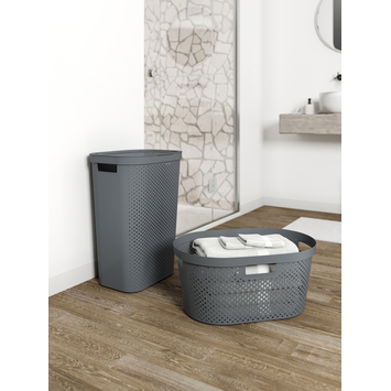 Curver wasbox Infinity Dots licht grijs 60 liter incl. deksel