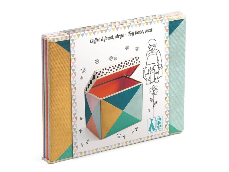 DJECO Spielzeugbox Geometrisch Zur Aufbewahrung von Spielzeug oder Kuscheltieren