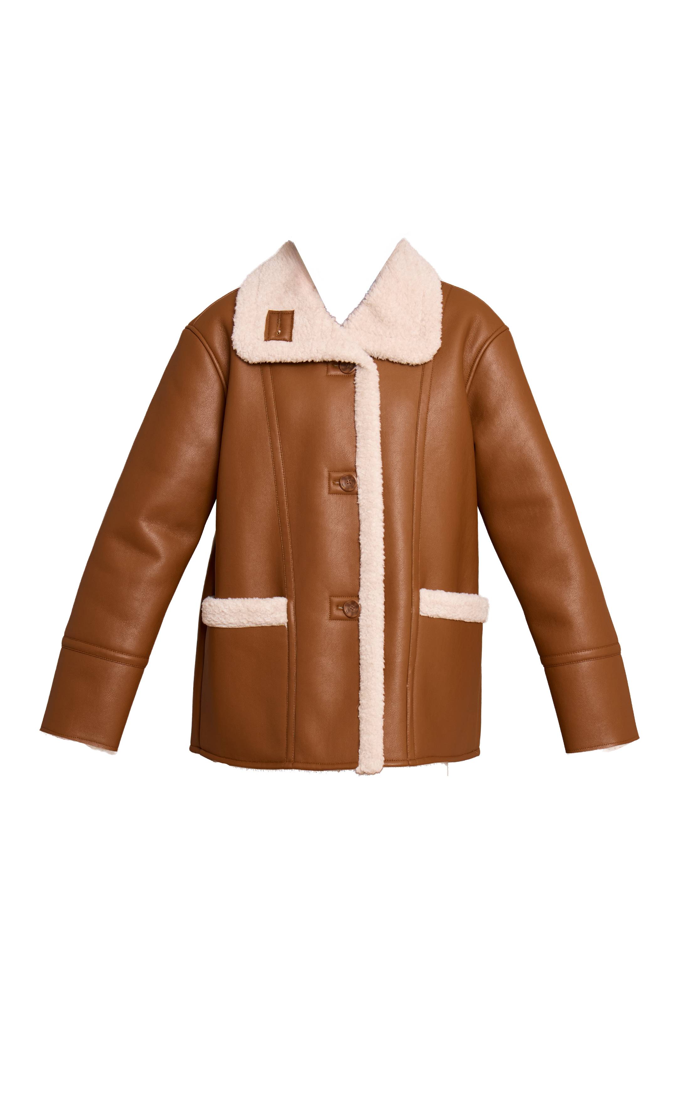 Marron Manteau Aviateur Col Montant En Synthétiquecuir