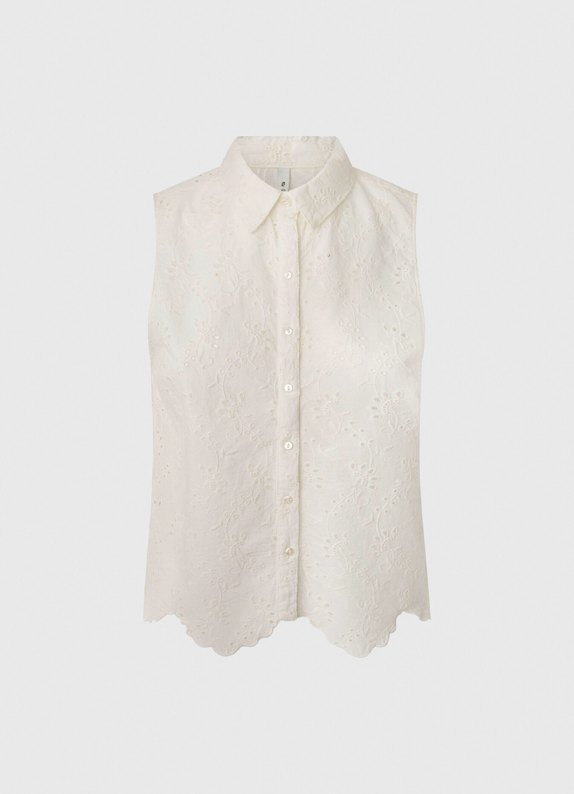 Camisa sem mangas com detalhes vazados - branca